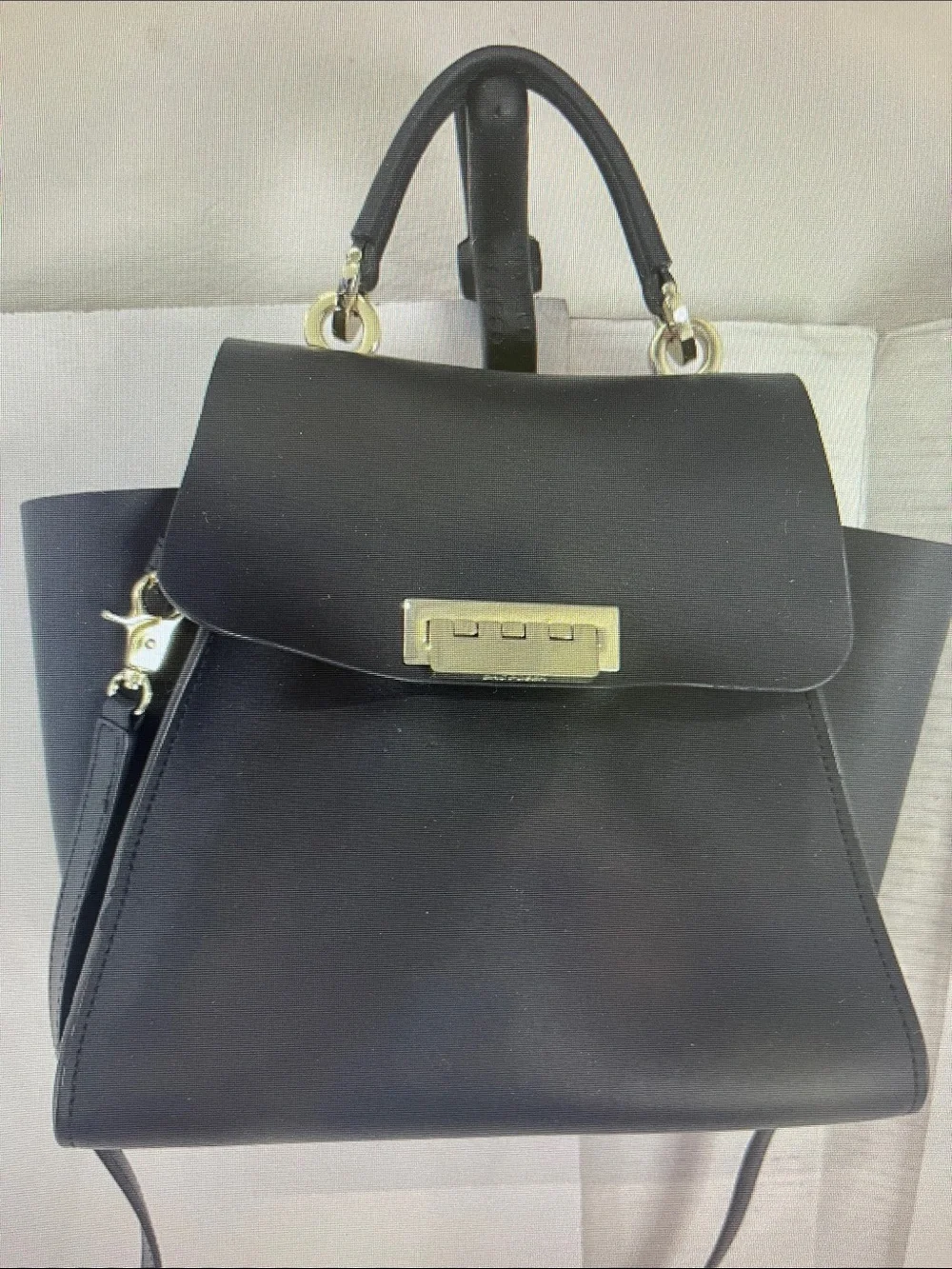 ZAC Zac Posen Black Top-Handle Satchel with Gold Hardware
